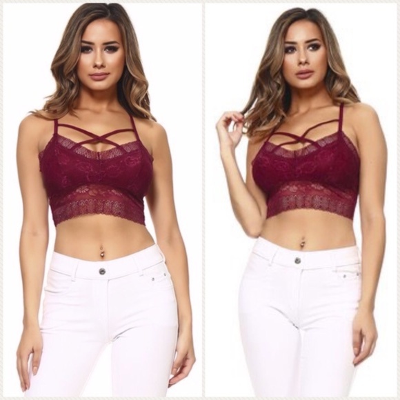 BEAUTIFUL BURGUNDY PLUM LACE BRALETTE - Picture 4 of 5